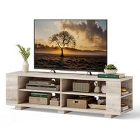 Costway - TV Stand Entertainment Media Center Console For TV's up to 65'' w/Storage Shelves - Oak - Large Front