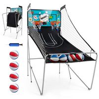 Costway - Dual Shot Basketball Arcade Game with 8 Game Modes Electronic Scoring - Green - Large Front