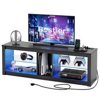 Bestier TV Stand with Power Outlets and Storage, LED Entertainment Center for TVs up to 60inch - ... - Large Front