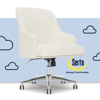 Serta - Leighton Modern Upholstered Home Office Chair with Memory Foam - Cozy Ivory - Woven Fabric - Large Front