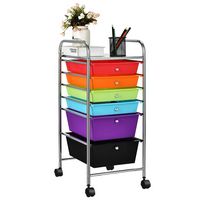Costway - 6 Drawer Rolling Storage Cart Scrapbook Paper Office School Organizer - Multicolor - Large Front