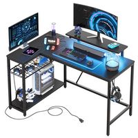 Bestier - L-Shaped Computer Desk with LED Lights and Monitor Stand - 48