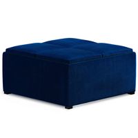 Simpli Home - Avalon Square Coffee Table Storage Ottoman - Blue - Large Front