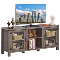 Costway - TV Stand Entertainment Center for TV's up to 65'' with Storage Cabinets - Deep Taupe - Large Front