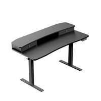 HUANUO - Adjustable Standing Desk with Riser & Drawers - 55″ x 26″ - Black - Large Front