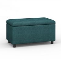 Simpli Home - Cosmopolitan Storage Ottoman - Teal - Large Front