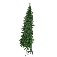 Costway - 6ft Pre-lit PVC Artificial Half Christmas Tree 250 LED Lights - Green - Large Front