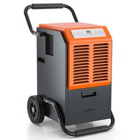 Costway 163 PPD Portable Commercial Dehumidifier w/Water Tank&Drainage Pipe for Basement - Grey, ... - Large Front