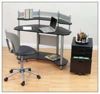 Calico Designs - Study Corner Computer Desk - Silver/Black - Large Front