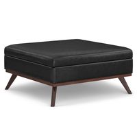 Simpli Home - Owen XL Square Coffee Table Storage Ottoman - Distressed Black - Large Front