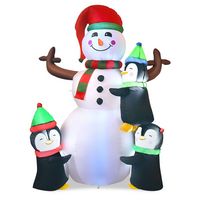 Costway - 6ft Christmas Inflatable Snowman with Penguins Quick Blow up Snowman - Multicolor - Large Front