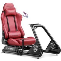 GTPlayer - Racing Simulator Cockpit with Seat and Bluetooth Speakers Sim Racing Cockpit - Winered - Large Front