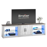 Bestier LED Entertainment Center for Living Rooms Fits TVs up to 75 Inches - White - Large Front