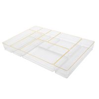 Martha Stewart - Kerry Plastic Stacking Drawer Organizers Set of 8 - Clear/Gold Trim - Large Front