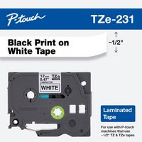 Brother - P-touch TZE-231 Laminated Label Tape - Black on White - Large Front