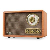 Victrola - Retro Wood Bluetooth AM/FM Radio - Walnut - Large Front