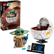 LEGO - Star Wars The Mandalorian: Grogu with Hover Pram Buildable Toy Figure 75403 - Large Front