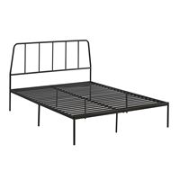 Sauder - Harvey Park QnMetal Platrorm Bed w/ Headboard - Black - Large Front