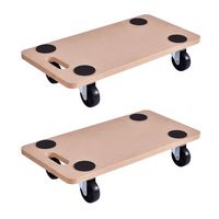 Costway - Platform Dolly Rectangle Wood Utility Cart Wheeled Moving Transporter (2pc) - Tan - Large Front
