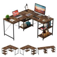 Bestier 55inch Gaming Desk L-shaped Desk Office Computer Desk - Brown - Large Front