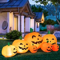 Costway - 7.5' Halloween Inflatable 7 Pumpkins Patch W/LED Light Outdoor Garden Decoration - Orange - Large Front