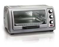 Hamilton Beach - Easy Reach Toaster Oven with Roll-Top Door - Silver - Large Front