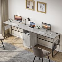 Bestier - L-Shaped Computer Desk with Storage Cabinet - 60