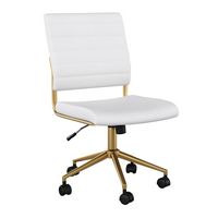 Martha Stewart - Ivy Ribbed Faux Leather Office Chair - White Faux Leather/Polished Brass - Large Front