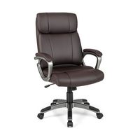 Costway - Ergonomic Executive PU Leather Office Chair with Swivel and Flip-up Armrests - Brown - Large Front