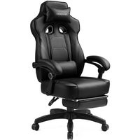 GTPlayer - F59 Racing Style Gaming Chair with Footrest - Black - Large Front