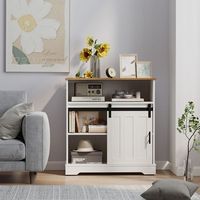 Bestier - 31.5in Bathroom Floor Cabinet, Farmhouse Storage Cabinet with Sliding Barn Door and Ope... - Large Front