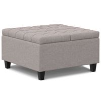 Simpli Home - Harrison Small Square Coffee Table Storage Ottoman - Cloud Grey - Large Front