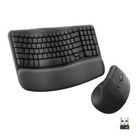 Logitech - Wave Keys and Lift Vertical Mouse Wireless Ergonomic Keyboard and Mouse Bundle with Cu... - Large Front