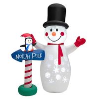 Costway - 6 FT Inflatable Snowman & Penguin Guidepost Christmas Decoration with Snowflake - Multi... - Large Front