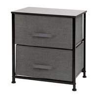 Alamont Home - 2 Drawer Wood Top Nightstand Storage Organizer with Cast Iron Frame and Dark Easy ... - Large Front