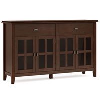 Simpli Home - Artisan Large 4 Door Sideboard Buffet - Russet Brown - Large Front