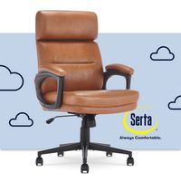 Serta - Comfort Mid-Back Modern Bonded Leather Executive Office Chair - Cognac - Large Front
