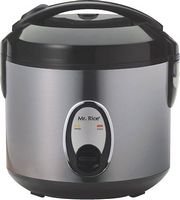SPT - 6-Cup Rice Cooker - Black/Silver - Large Front