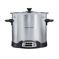 Hamilton Beach - Sear & Cook Stockpot 10 Quart Slow Cooker - Silver - Large Front