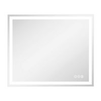 LOVMOR - 36 x 30 Inches Tempered Glass LED Bathroom Mirror with Anti-Fog & 3-Color Dimmable Light... - Large Front