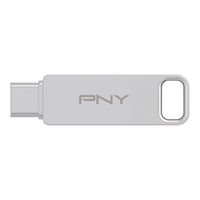 PNY - 128GB DUO LINK USB 3.2 Type-C Dual Flash Drive - Silver - Large Front