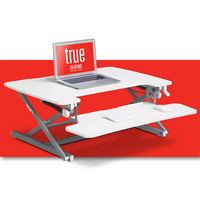 True Seating - Ergo Height Adjustable Standing Desk Converter, Large - White - Large Front