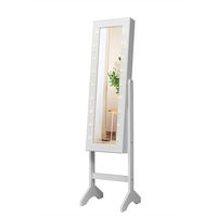 Costway - Mirrored Jewelry Cabinet Organizer w/18 LED lights - White - Large Front