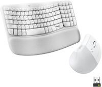 Logitech - Wave Keys and Lift Vertical Mouse Wireless Ergonomic Keyboard and Mouse Bundle with Cu... - Large Front