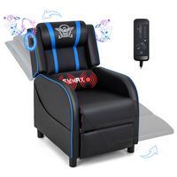 Costway - Theater Style Massage Gaming Chair - Blue and Black - Large Front