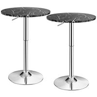 Costway 2PCS Round Bistro Bar Table Height Adjustable 360-degree Swivel - Black - Large Front