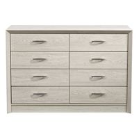 CorLiving - Newport 8 Drawer Dresser - White Washed Oak - Large Front