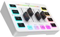 FIFINE USB Audio Interface- RGB Audio Mixer for Gaming, Streaming - White - Large Front