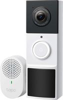 TP-Link - Tapo Battery Smart Video Doorbell 2K 3MP with Chime - No Monthly Fees - Black/White - Large Front