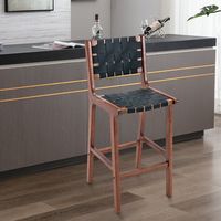Bestier - Set of 2 Counter Height Bar Stools, Faux Leather Woven Strips Counter Stools with Back,... - Large Front